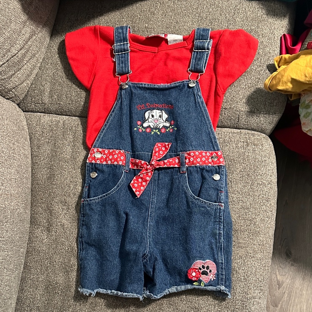 102 Dalmatians Disney trademarked denim overall/t-shirt set